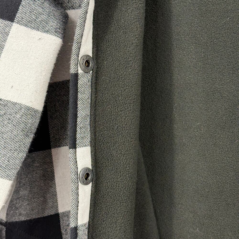 Orvis women's Sz L cotton fleece-lined flannel jacket B&W buffalo plaid pattern - Picture 8 of 13